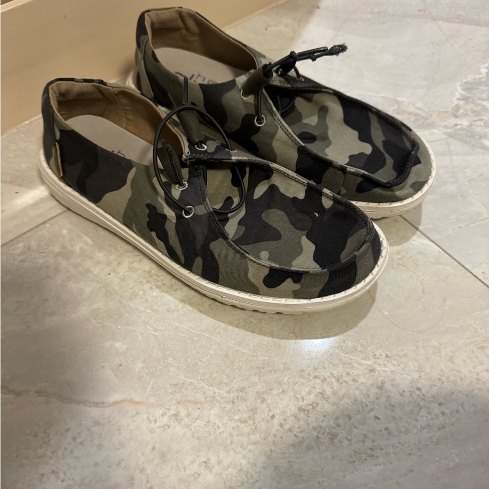 Hey Dude Green Camo Sneakers Casual Slip-On
